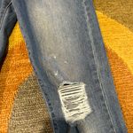 Just Black Denim Skinny Jeans Distressed Paint Medium Wash Cut Bottom Size 28 Photo 2