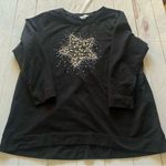 cj banks Women’s Black Fleece PulloverSweatshirt size 2X Star sequin Top Holiday Photo 9
