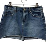 Ashley Mason  Cotton Denim Raw Hem Blue Jean Mini Skirt Womens Size Large Photo 5