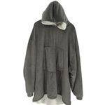 The Comfy The‎  Unisex Sherpa Lined Wearable Blanket Hoodie Sweatshirt Gray One Size Photo 1