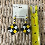 NEW Cara Moira earrings 90s Funky Geometric Black White Yellow Steel Posts Beads Photo 2
