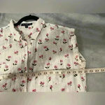 Velvet Heart  Linen Blend Short Roll Sleeve Button Down Shirt Cherry Print Size S Photo 7