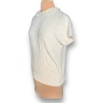 Vintage 90s Cream Knit Sweater Crochet Lace Peter Pan Collar Made in USA Cottage White Size M Photo 4