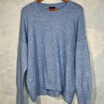 Vince Camuto Exposed Seam Drop Shoulder Oversized Crewneck Light Blue Sweater L Photo 3