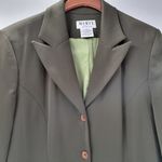 Mixit Longline Jacket Womens 12 Tall Green Stretch Notch Lapel Back Slit Career Photo 5