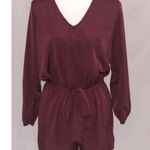 Honey Bunch ~ Long Sleeve Romper~ Burgundy Open Back ~ Size Large ~ Very Cute! Photo 0