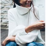 Faherty Echo Thermal Mock Neck Pullover Top Womens Large Ivory Organic Cotton White Photo 4