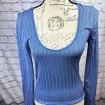 Free People Lucky You Layering Scoop Neck Top Blue M/L Photo 5