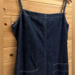 Vintage Jones Jeans Size Large Denim Cotton Dark Rinse Tie Back Maxi Dress Blue Photo 4