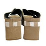 Brenda Zaro Square Toe Tan & White Striped Platform Suede Block Heel Sandals Size 8 Photo 6