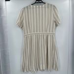 Loft Stripe Shirt Dress Sz 18 Linen Cottagecore Coastal Puff Sleeve Midi Beachy Photo 4