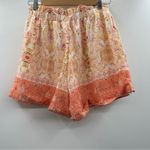 SheIn  Yellow Orange Paisley Print High Rise Summer Boho Shorts Size‎ L Photo 1