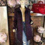 Loft NAVY BLUE AND MAROON LEOPARD PRINT WOOL BLEND COAT (M) Photo 2