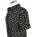 W5 Polka Dot Button-Up Twist Hem Blouse Short Sleeve Black White Size Medium NWT Photo 4