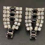 Vintage Signed PAT 1967965 Black/Clear Pave Rhinestones Clip On Earrings 11.0g Black Photo 4