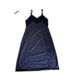 Vintage Wonder Maid Nightgown Navy Black Satin Full Slip Lace SZ 38 Negligee Size M Photo 1