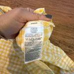 Old Navy yellow plaid gingham square neck linen mini dress small petite Photo 5