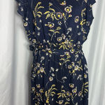 Loft  Floral Dress in Navy Ann Taylor Short sleeve Maxi Size Large NWOT Photo 0