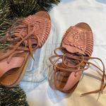 Artesanias La Perla Women's Huarache Sandals Brown Woven Size 6 Boho Style Photo 0