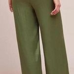 Anthropologie Saturday Sunday Olive Satin Wide Leg Pull On Pants Size M Photo 1