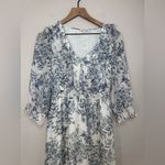 Moon River Anthropologie  Blue Floral Ruffle Midi Dress size Small Photo 6