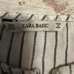 ZARA  Basic Embroidered Peplum Top Blouse Women's Size Small Striped White Flowy Photo 3