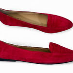 Talbots Red Suede Leather Pointed Toe Driving Flats Womens 10.5 Slip On Shoes Photo 0