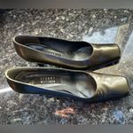 Stuart Weitzman Metallic Gold Bronze Dressy Heels Pumps Shoes Square Toe Size 8 Photo 8