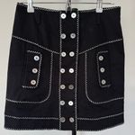 Per Se Per‎ Se Black Pencil Skirt With Silver Accents And Mirror-Like Buttons Size 4 Photo 0