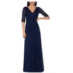 Betsy and Adam  Women's Lace-Top Waterfall-Detail Gown Size 14W Photo 9