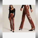 Abercrombie & Fitch The 90s Straight Ultra High Rise Faux Leather Pants Brown Photo 5