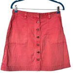 Anthropologie Pilcro 4 Chino A Line Short Button Front pink skirt Photo 7