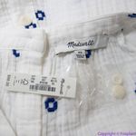 Madewell NEW‎  Embroidered Lightspun Wide-Neck Cuffed-Sleeve Top, XS Photo 12