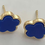 18K Gold Plated Blue clover Earrings stainless steel womens jewelry Photo 0
