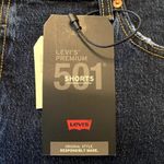 Levi's 501 Shorts Button Fly Mid Thigh High Rise Fray Hem Dark Wash 22W NWT Photo 3