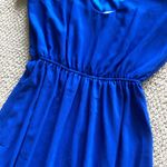 Willa  Blue Fit & Flare Dress Mini Elastic Waist Strappy Back Short Sleeve Medium Photo 3
