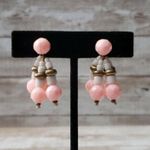 Vintage Screw On Earrings Pink & White Dangle Unusual Statement Photo 0