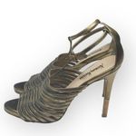 Neiman Marcus π€ T-Strap Stiletto Heeled Sandal π€ Metallic Gold Leather π€ 8M Photo 7