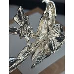 Vintage Rhinestone Eagle hawk Brooch With Red & Green Accents Silver Photo 2