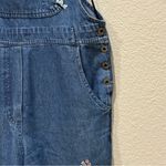 Vintage Agapo Denim Floral Embroidered Crop Bib Overalls Boho Hippie Medium M Blue Photo 4