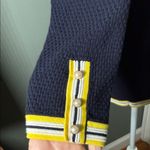 Talbots Textured Knit Cardigan Navy Pearl Button Contrast Trim Size Small Photo 6