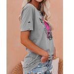 Lovey’s Boutique Grey Cheetah Pink Lightning Distressed Graphic Tee NEW Size M Gray Size M Photo 3