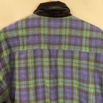 Vtg Quizz Long Sleeve Velvet Collar Plaid Button Down Shirt Women's Small Multi Green Photo 8