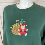 Classic Elements Vtg Embroidered Ugly Christmas Sweatshirt  Green‎ 16W 18W Photo 5