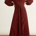 Rodebjer Khalida Red And Black Floral Poppy Maxi Dress Sz. L Size L Photo 0