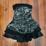 Black And White Floral Strapless Dress Size XS Photo 0