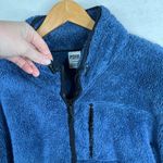 PINK Dark Blue Oversized Fuzzy Sherpa Quarter Zip Pullover Women's Size Large Photo 2