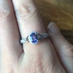 Natural Tanzanite Sterling Silver Halo Ring Size 10 Purple Photo 0