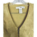 Preswick & Moore Vintage Preswick Western Leather Wool Vest Full Zip Braided Small Beige Knit Photo 4