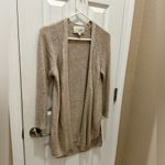 Brochu Walker  Linen Blend Open
Cardigan Sweater Size S Tan Oatmeal
3/4 Sleeves Photo 10